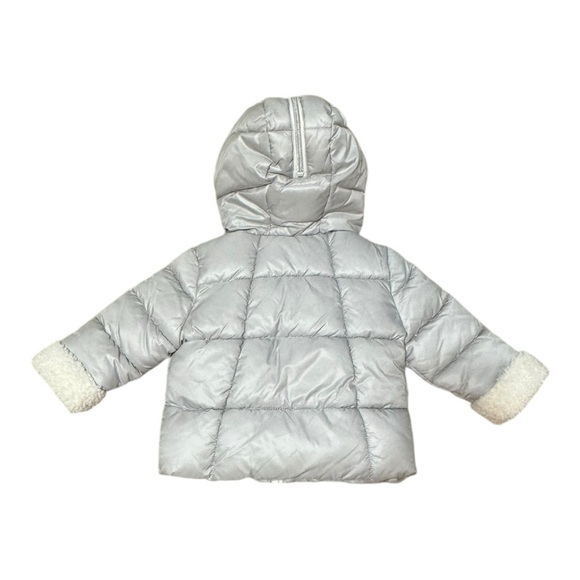MICHAEL KORS Baby Girls Berber Cuff Split Zip Hood Puffer Jacket Gray Silver 12m - Picture 3 of 9